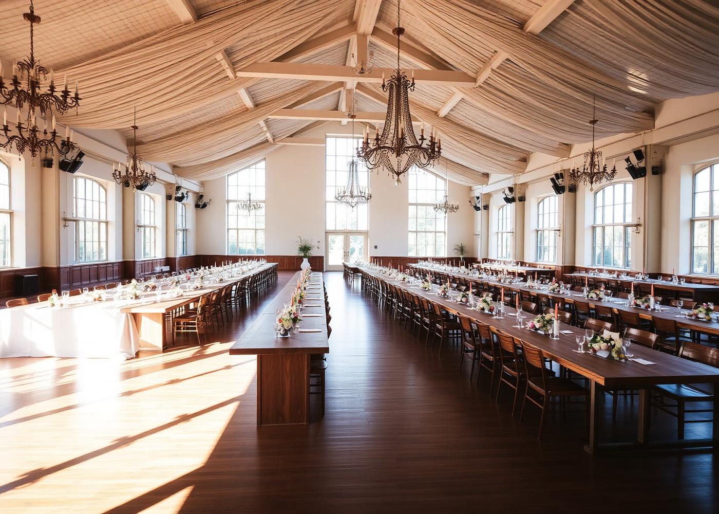 An elegant wedding venue reception hall